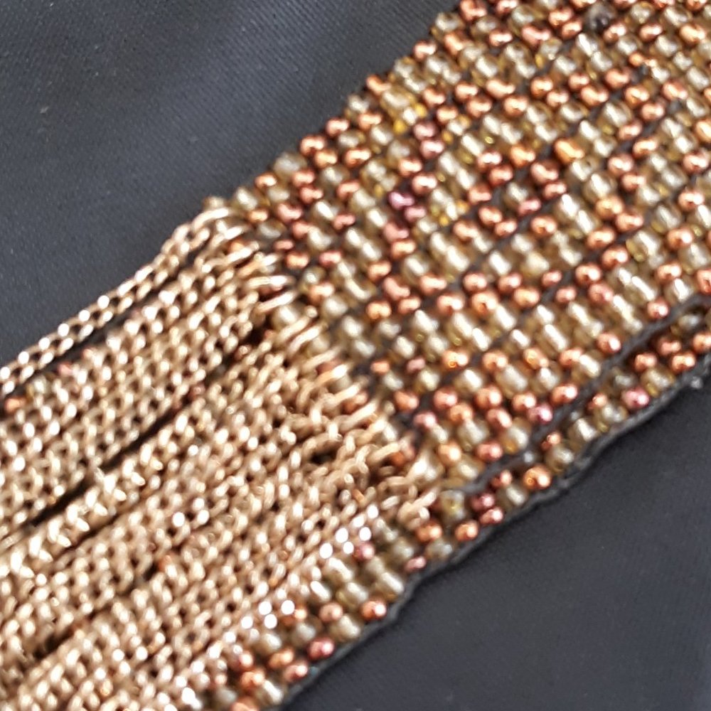 Geometric Pattern Loom Beaded Earth Tone Necklace - Picture 13 of 13